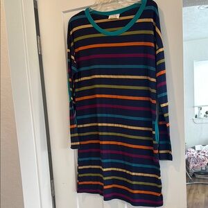 Colorful Striped Long Sleeve Dress